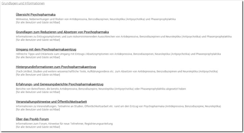 Information und Austausch zum Absetzen von Psychopharmaka
