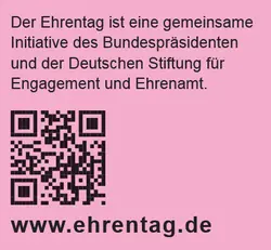 QR-Code für den Aufruf der Webseite ehrentag.de Der Ehrentag ist eine gemeinsame Initiative des Bundespräsidenten und der Deutschen Stiftung für Engagement und Ehrenamt