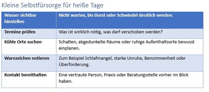 5 Tipps zur Selbstfürsorge bei Hitze